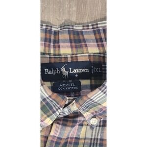 VTG Ralph Lauren MCMEEL Cotton‎ Plaid Button Down Shirt Lightweight Soft Size XL